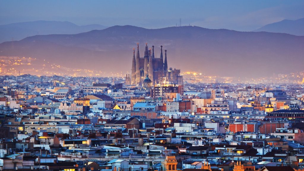 The city of Barcelona breathtaking view.